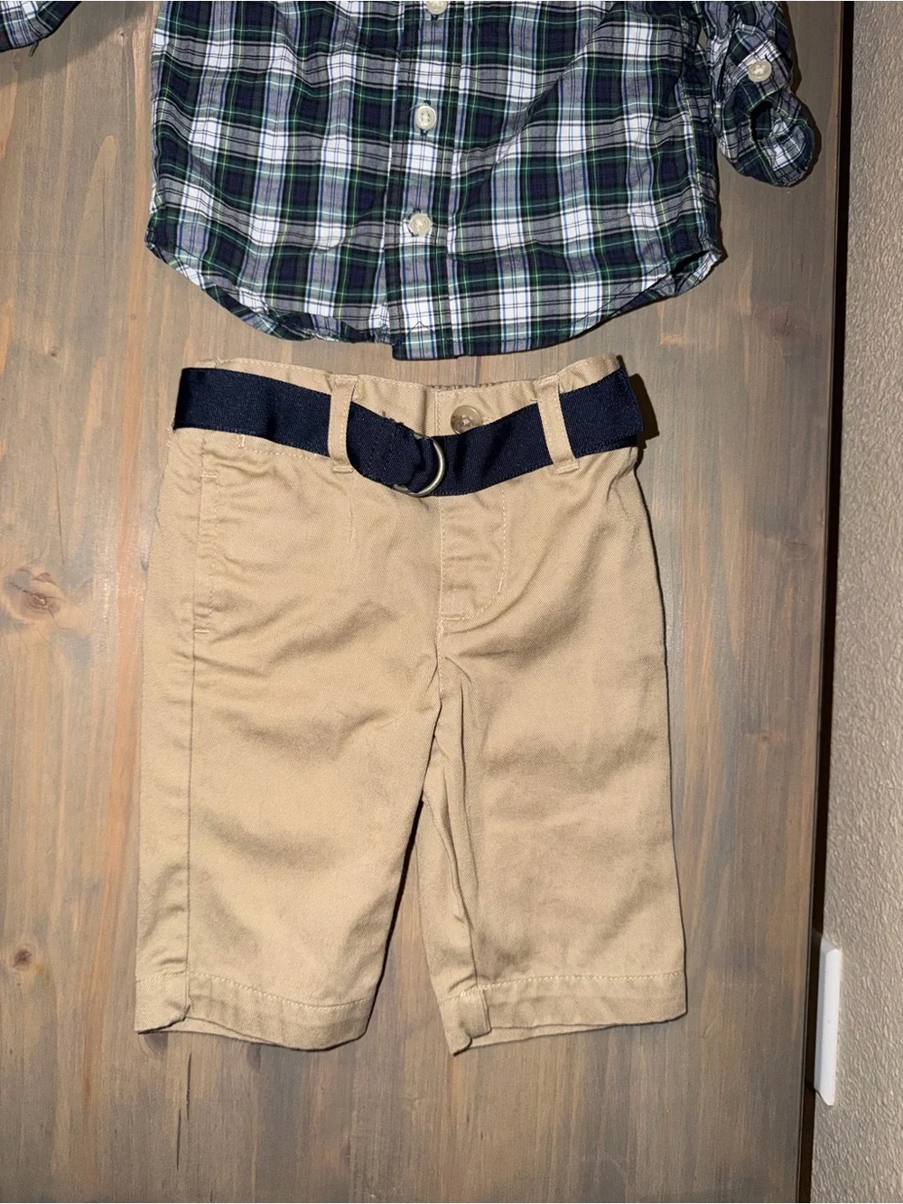 Ralph Lauren Baby Boy Button-Up Shirt & Khaki Shorts Set - Size 3 months